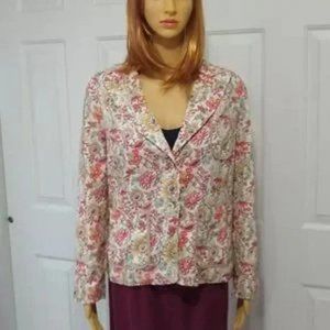 Coldwater Creek Lightweight Floral Pink Bloomcore Cottagecore Jacket PM NWT